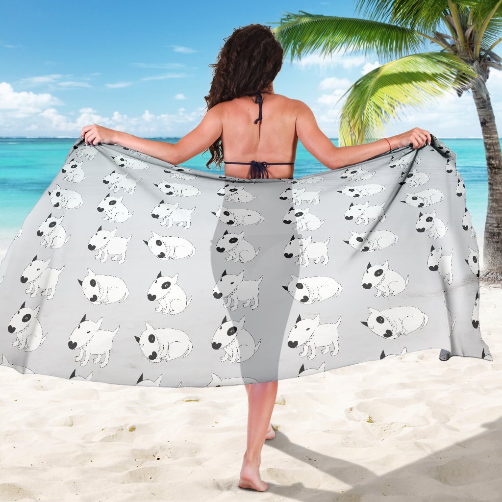Bull Terrier hand draw Print Pattern Sarong Pareo Wrap
