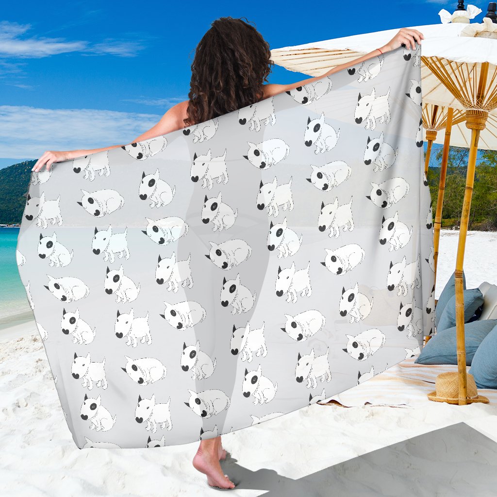 Bull Terrier hand draw Print Pattern Sarong Pareo Wrap