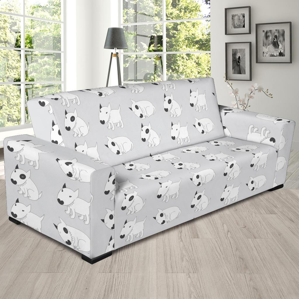 Bull Terrier hand draw Print Pattern Sofa Slipcover-JTAMIGO.COM