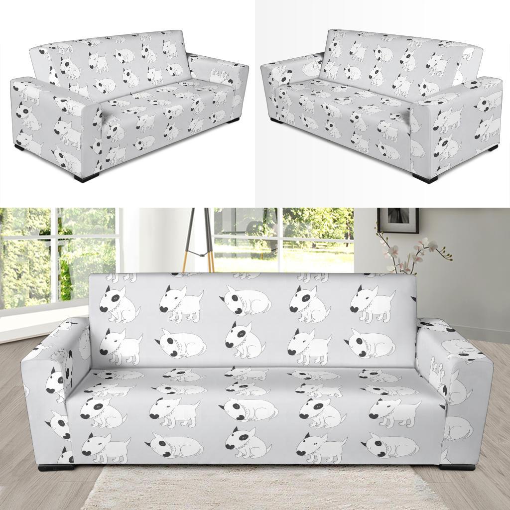 Bull Terrier hand draw Print Pattern Sofa Slipcover-JTAMIGO.COM