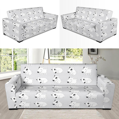 Bull Terrier hand draw Print Pattern Sofa Slipcover-JTAMIGO.COM