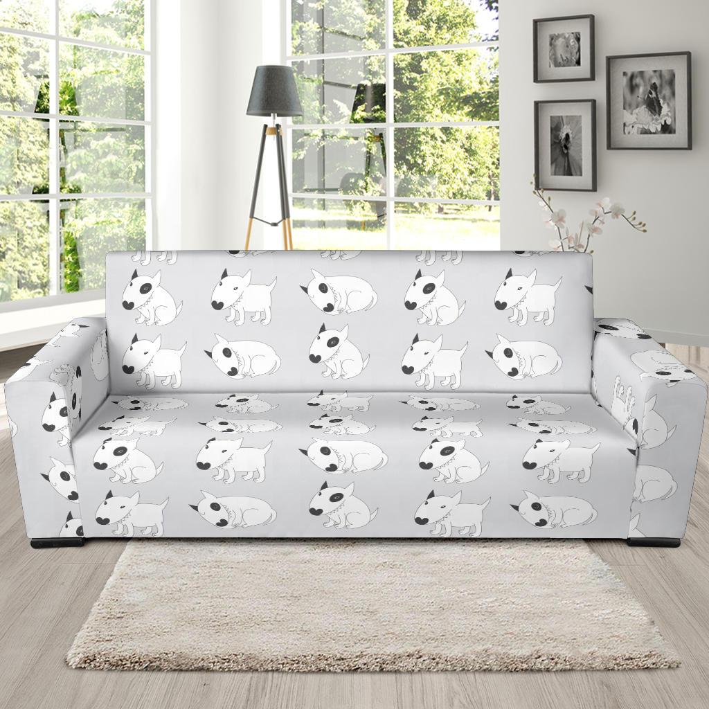 Bull Terrier hand draw Print Pattern Sofa Slipcover-JTAMIGO.COM
