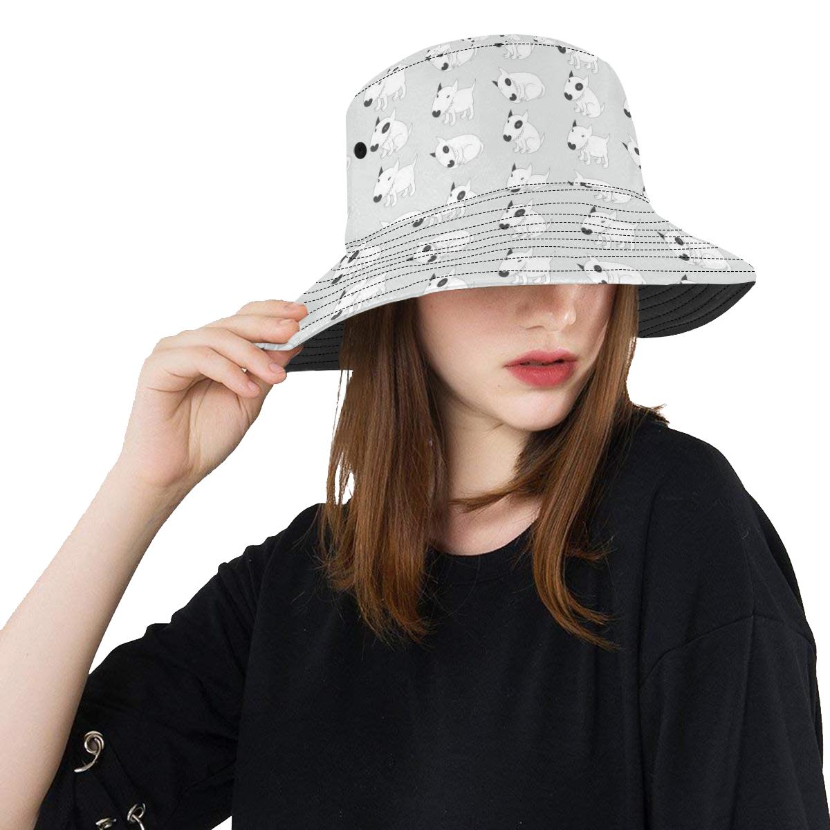 Bull Terrier hand draw Print Pattern Unisex Bucket Hat