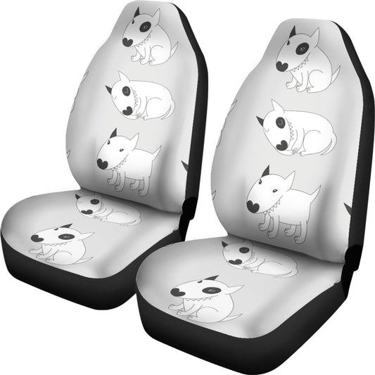 Bull Terrier hand draw Print Pattern Universal Fit Car Seat Covers
