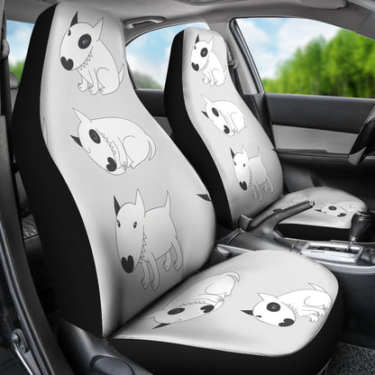 Bull Terrier hand draw Print Pattern Universal Fit Car Seat Covers