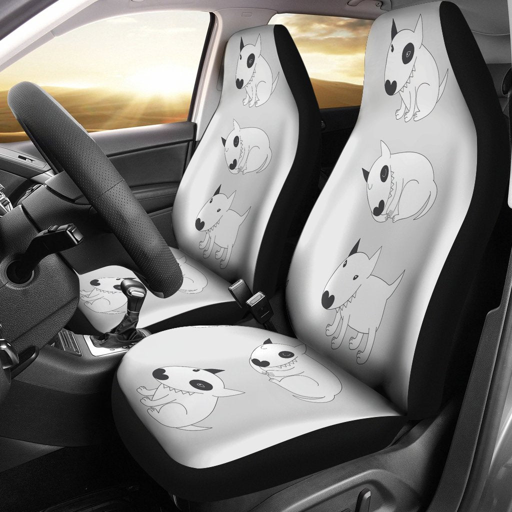 Bull Terrier hand draw Print Pattern Universal Fit Car Seat Covers