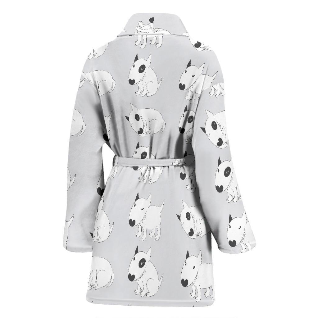 Bull Terrier hand draw Print Pattern Women Bath Robe-JTAMIGO.COM