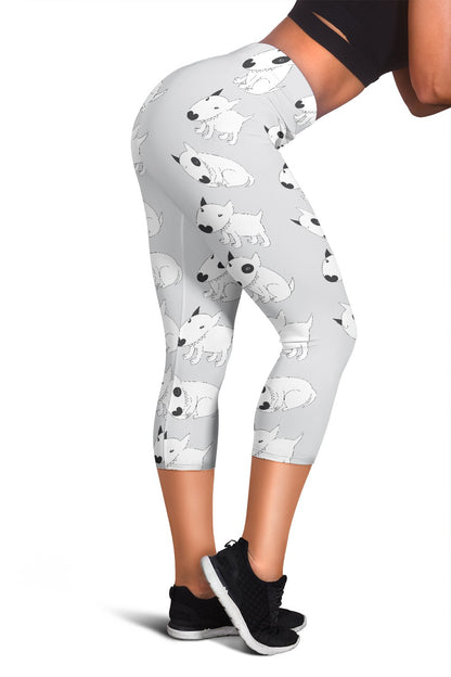 Bull Terrier hand draw Print Pattern Women Capris
