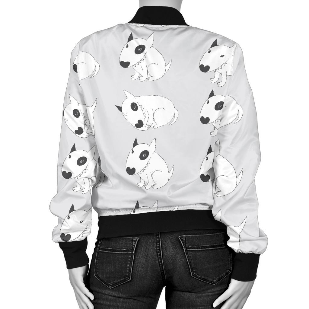 Bull Terrier hand draw Print Pattern Women Casual Bomber Jacket