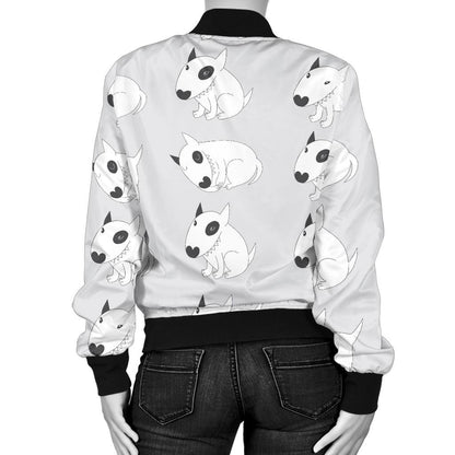Bull Terrier hand draw Print Pattern Women Casual Bomber Jacket