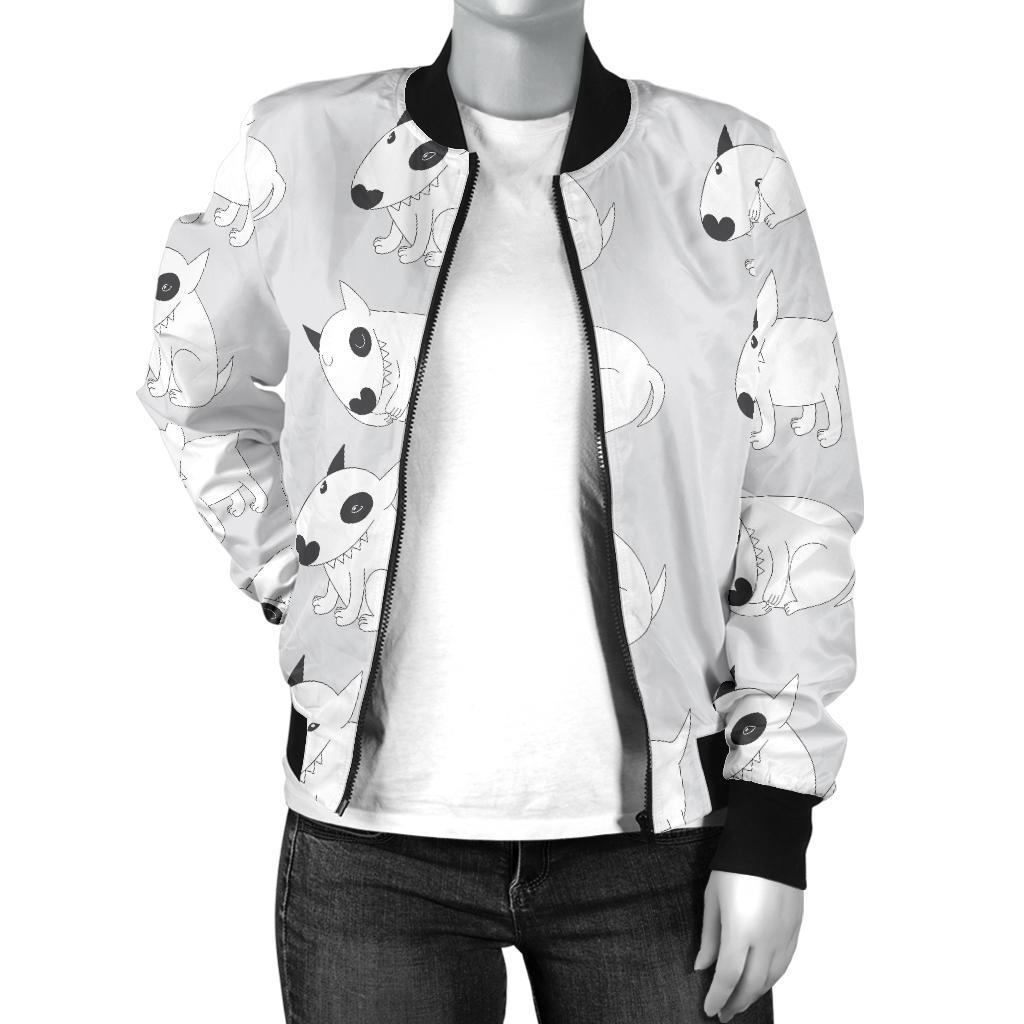Bull Terrier hand draw Print Pattern Women Casual Bomber Jacket
