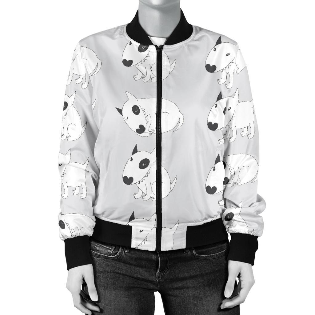 Bull Terrier hand draw Print Pattern Women Casual Bomber Jacket
