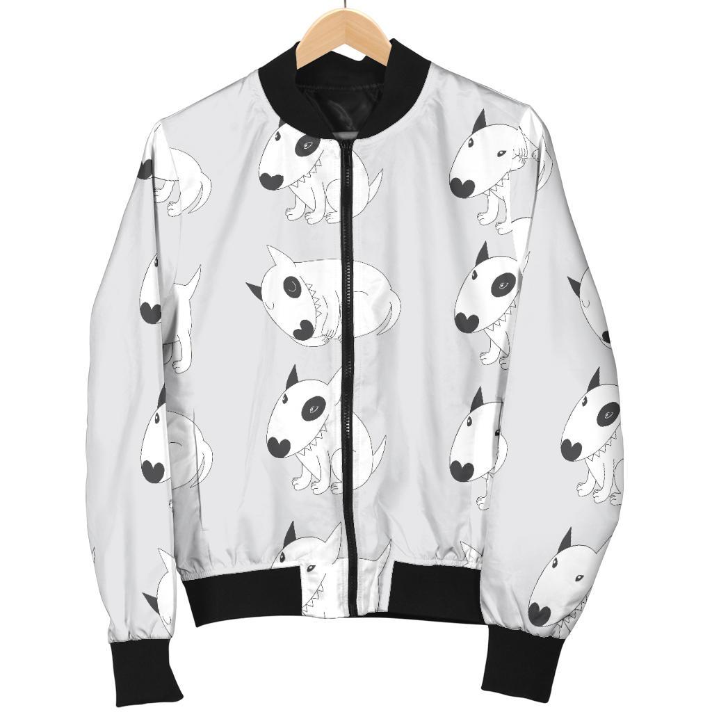 Bull Terrier hand draw Print Pattern Women Casual Bomber Jacket