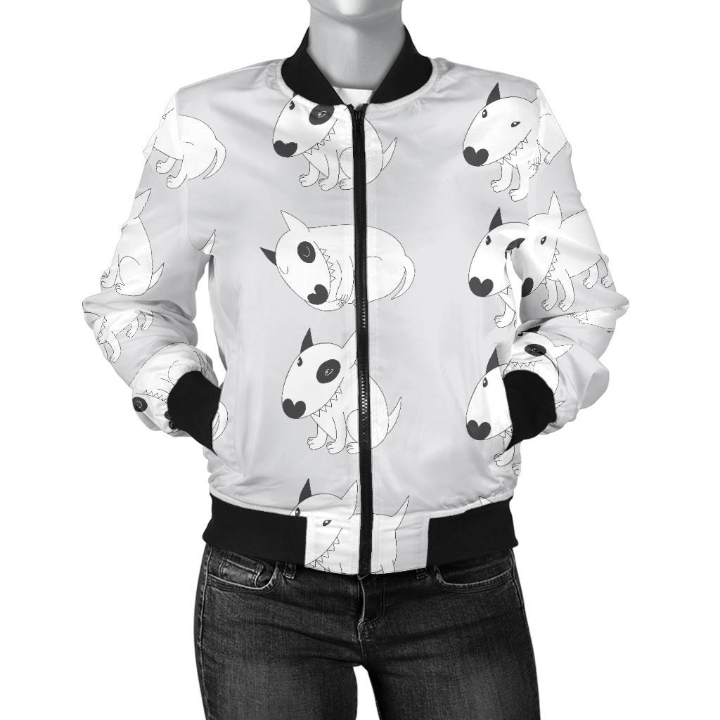 Bull Terrier hand draw Print Pattern Women Casual Bomber Jacket
