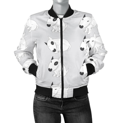 Bull Terrier hand draw Print Pattern Women Casual Bomber Jacket