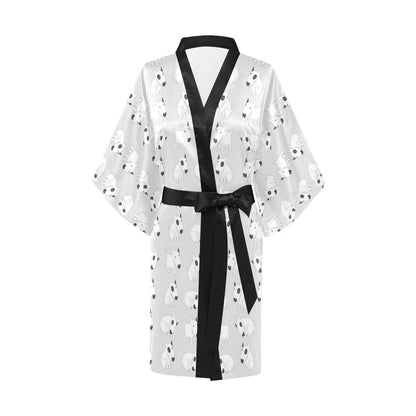 Bull Terrier hand draw Print Pattern Women Short Kimono Robe