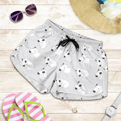 Bull Terrier hand draw Print Pattern Women Shorts-JTAMIGO.COM