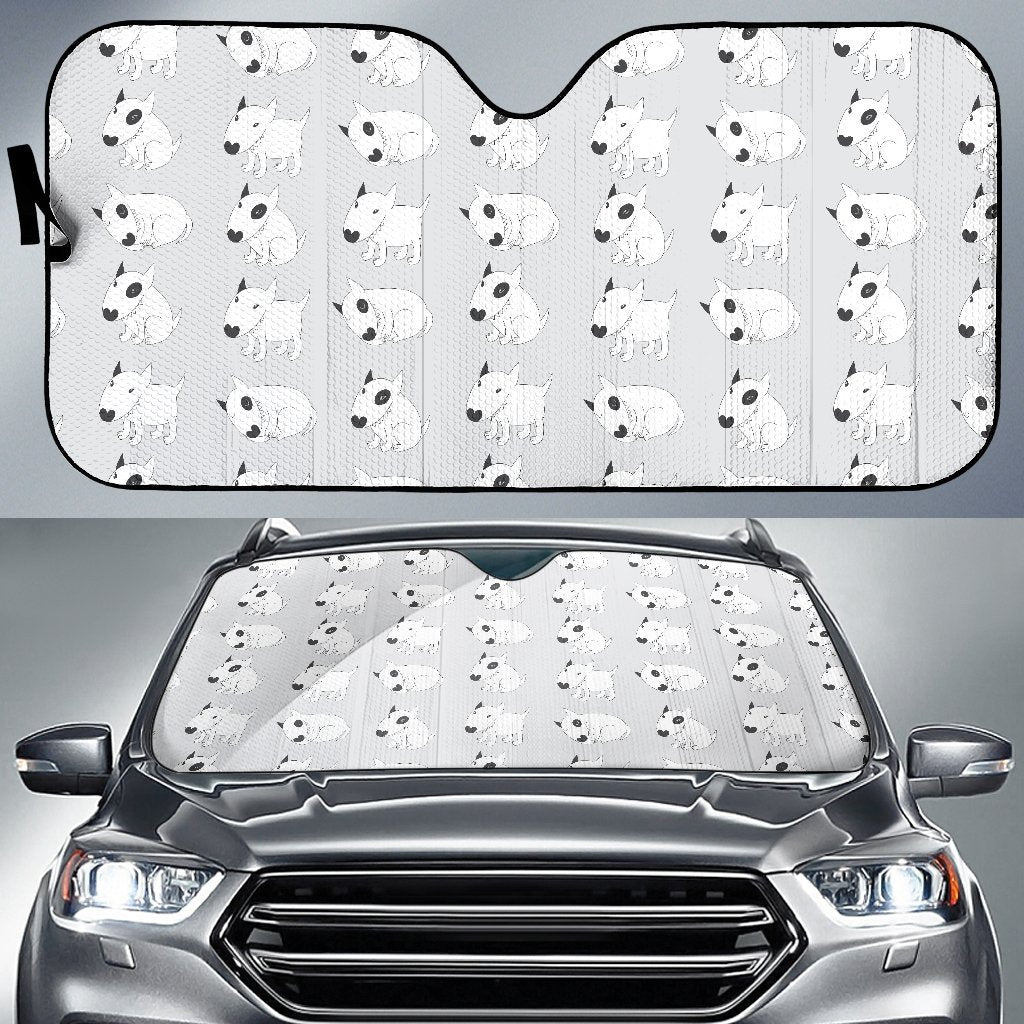 Bull Terrier Hand Drawn Print Pattern Car Sun Shade For Windshield