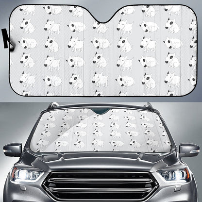 Bull Terrier Hand Drawn Print Pattern Car Sun Shade For Windshield