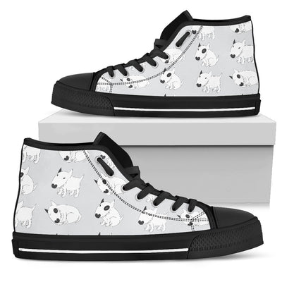 Bull Terrier Hand Drawn Print Pattern Women High Top Shoes