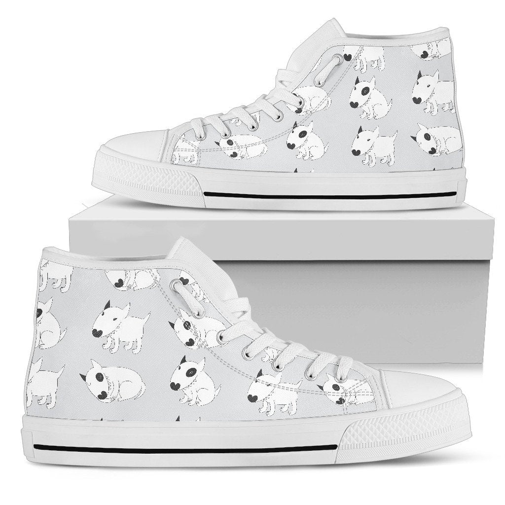 Bull Terrier Hand Drawn Print Pattern Women High Top Shoes