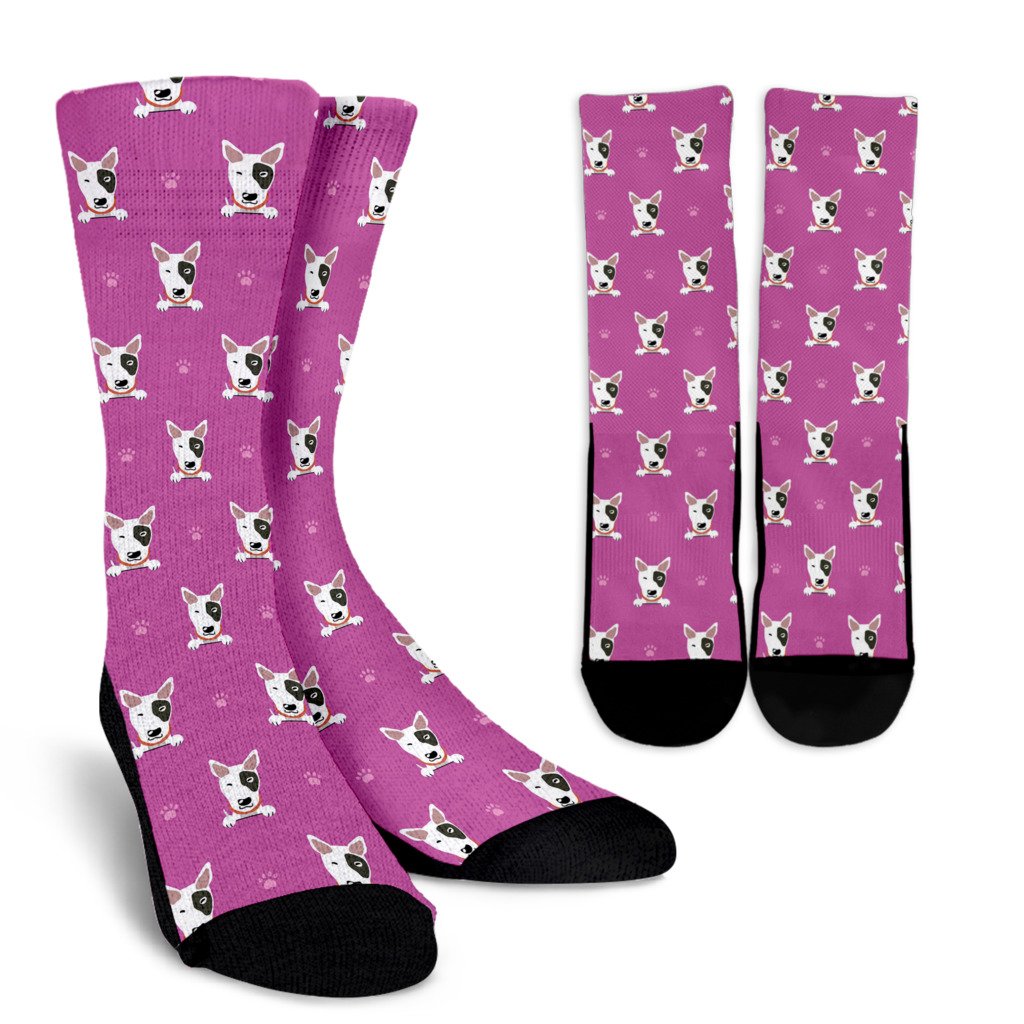 Bull Terrier Happy Print Pattern Crew Socks