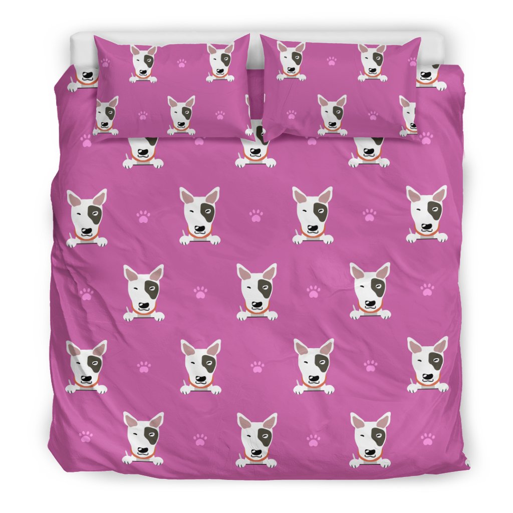 Bull Terrier Happy Print Pattern Duvet Cover Bedding Set