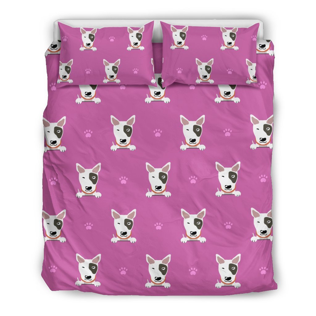 Bull Terrier Happy Print Pattern Duvet Cover Bedding Set