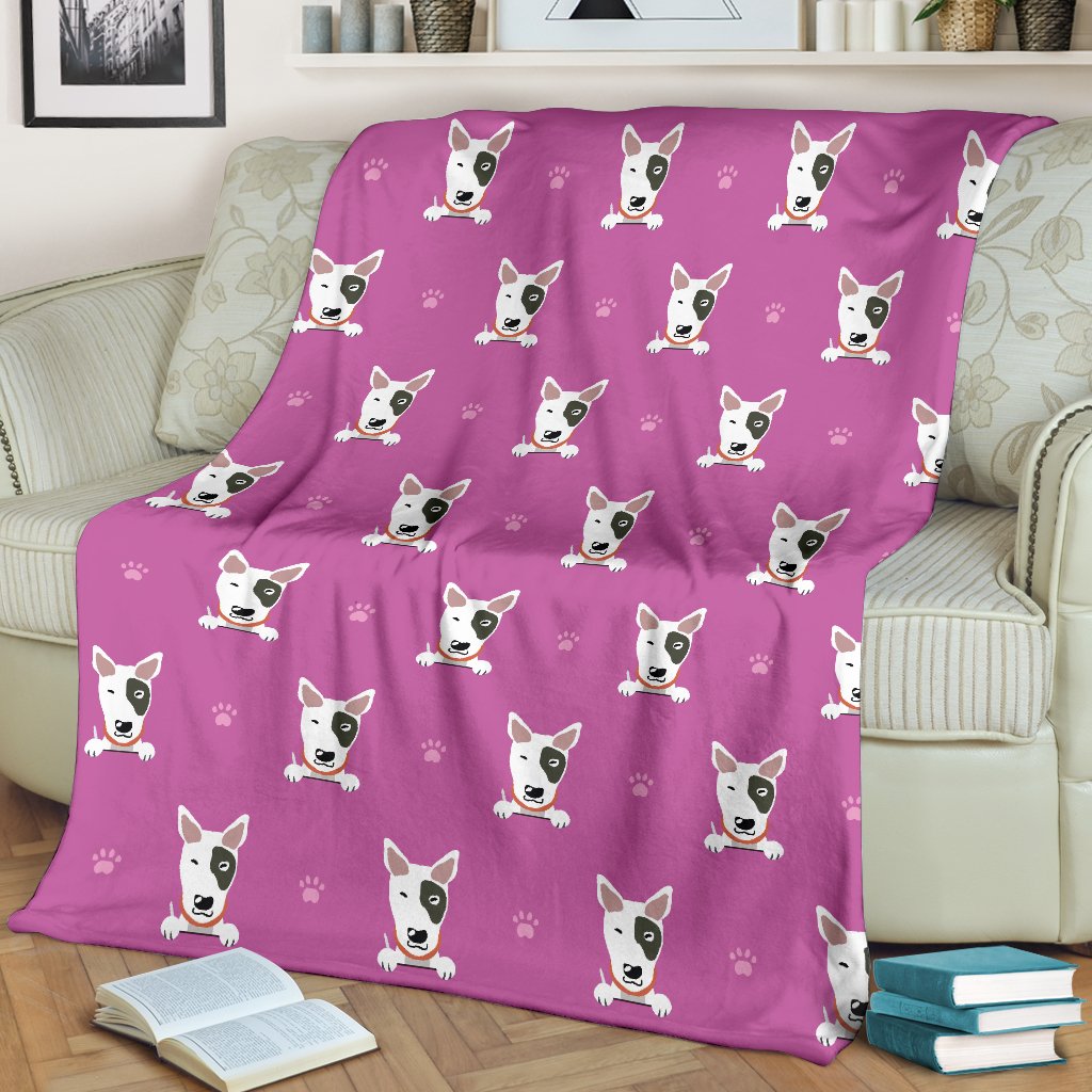 Bull Terrier Happy Print Pattern Fleece Blanket