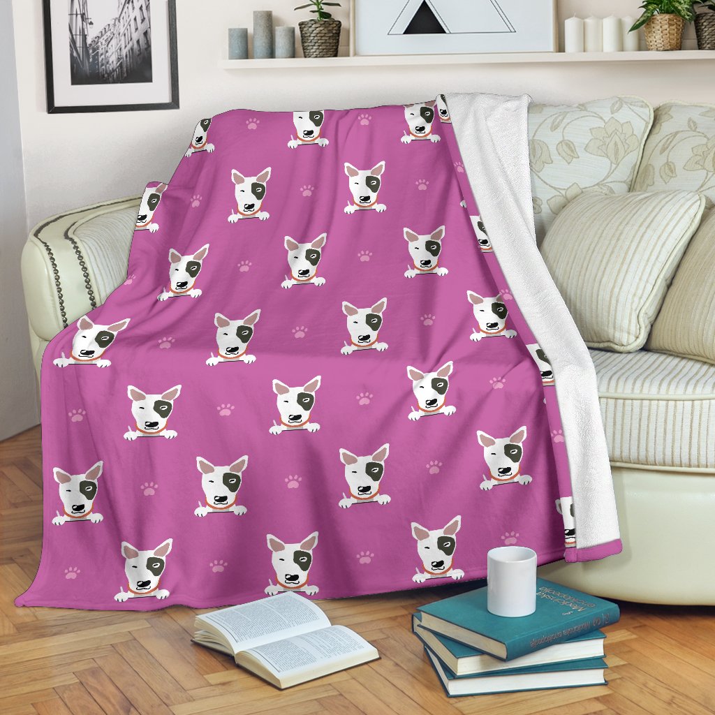 Bull Terrier Happy Print Pattern Fleece Blanket