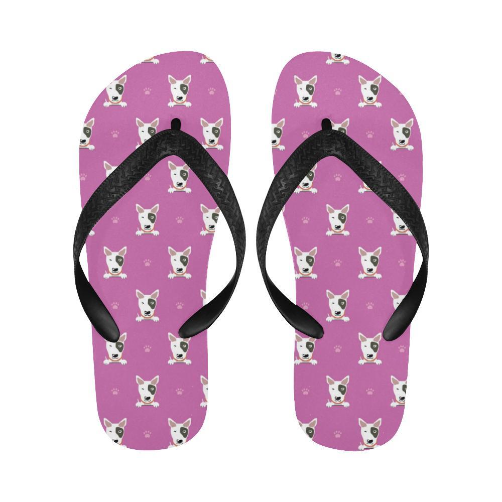 Bull Terrier Happy Print Pattern Flip Flops-JTAMIGO.COM