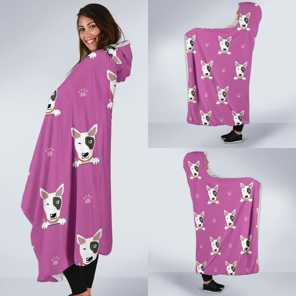 Bull Terrier Happy Print Pattern Hooded Blanket-JTAMIGO.COM