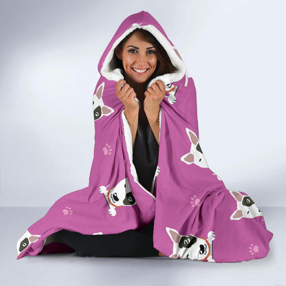 Bull Terrier Happy Print Pattern Hooded Blanket-JTAMIGO.COM