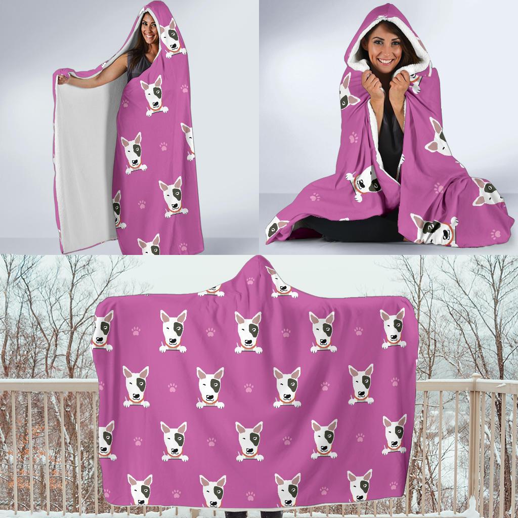 Bull Terrier Happy Print Pattern Hooded Blanket-JTAMIGO.COM