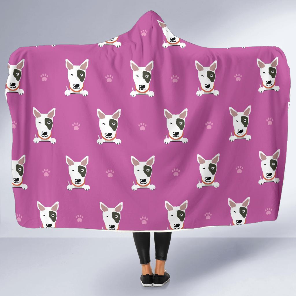 Bull Terrier Happy Print Pattern Hooded Blanket-JTAMIGO.COM