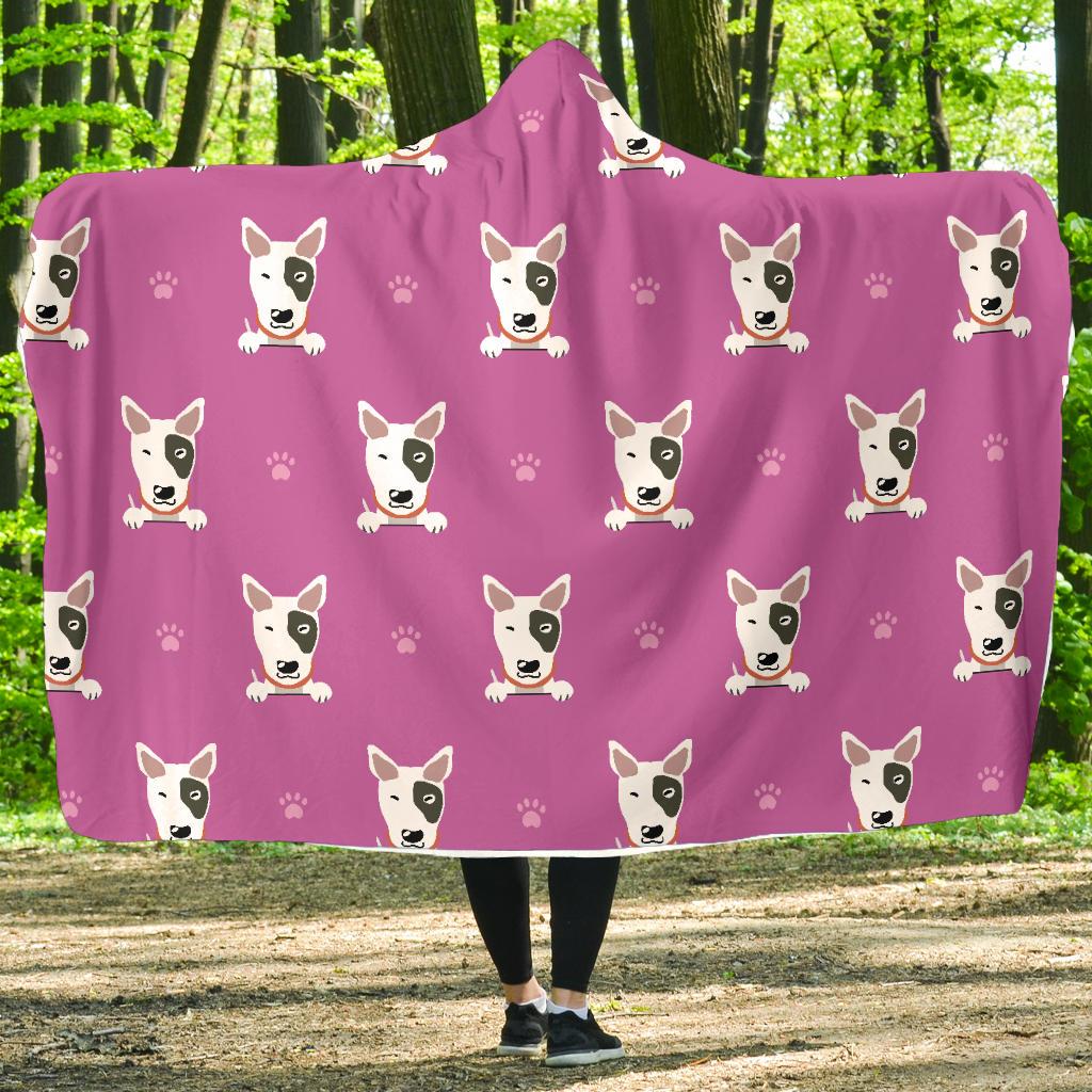 Bull Terrier Happy Print Pattern Hooded Blanket-JTAMIGO.COM