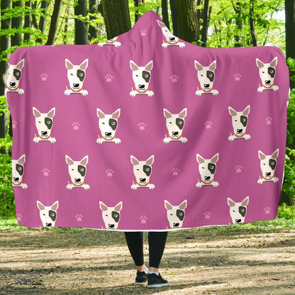 Bull Terrier Happy Print Pattern Hooded Blanket-JTAMIGO.COM