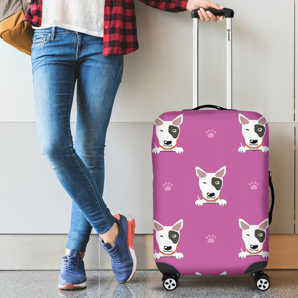 Bull Terrier Happy Print Pattern Luggage Cover Protector