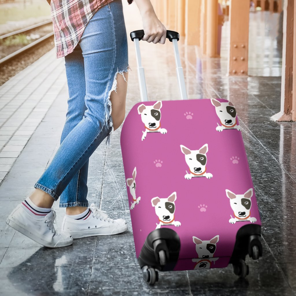 Bull Terrier Happy Print Pattern Luggage Cover Protector