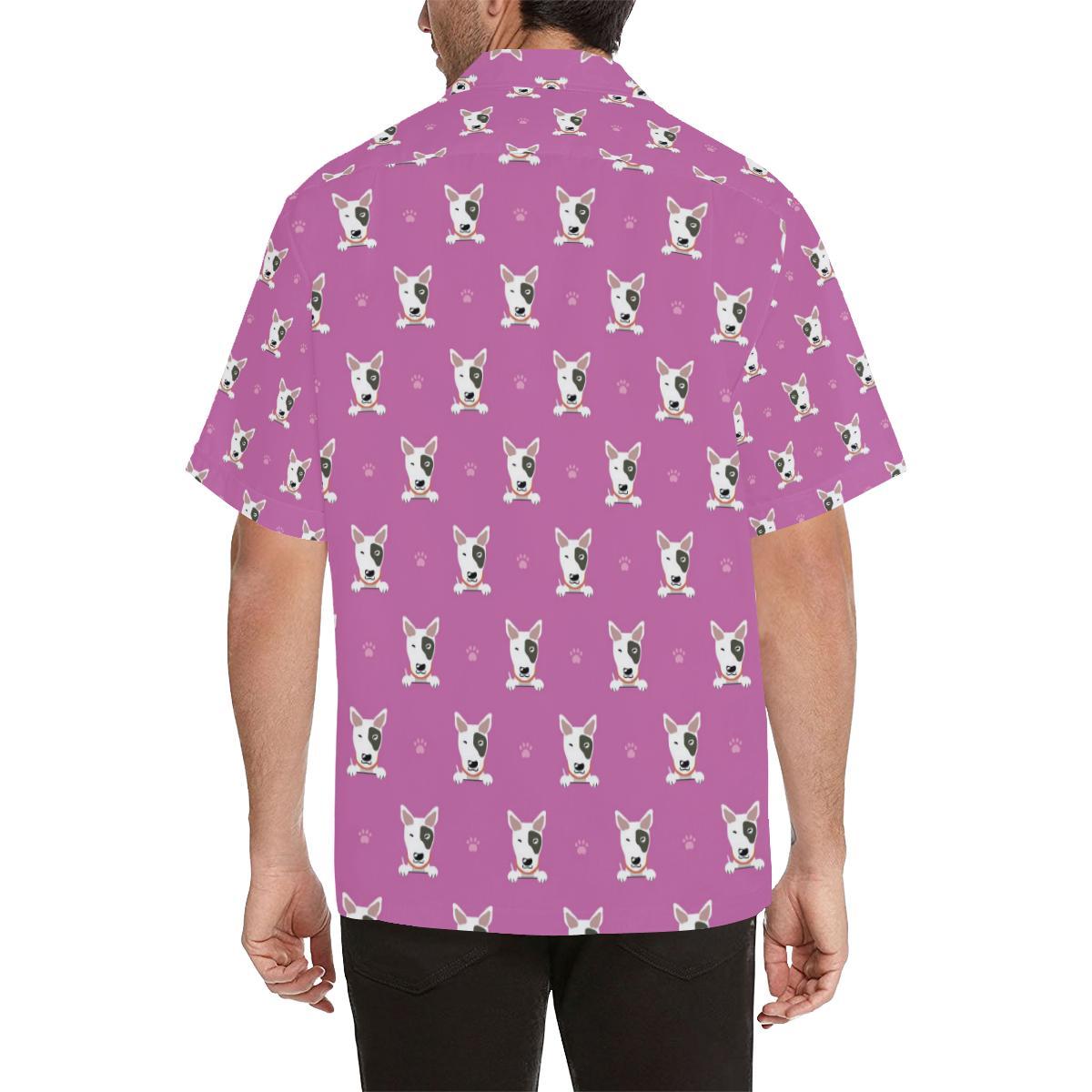Bull Terrier Happy Print Pattern Men Aloha Hawaiian Shirt