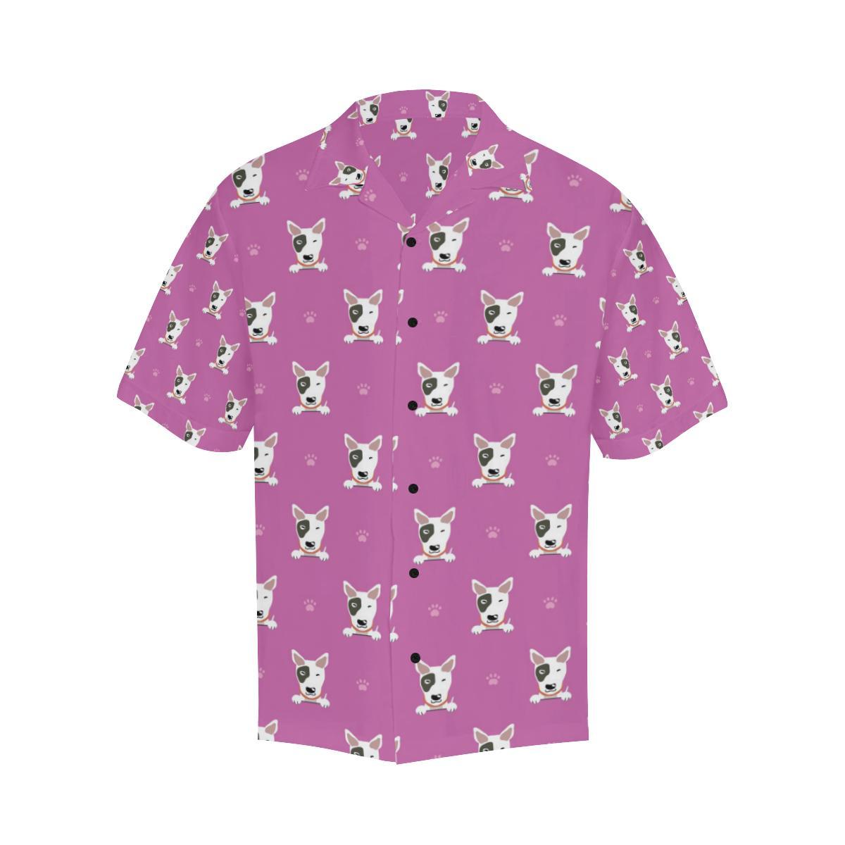 Bull Terrier Happy Print Pattern Men Aloha Hawaiian Shirt