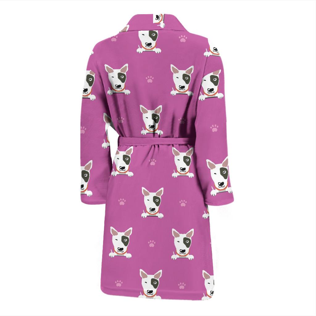Bull Terrier Happy Print Pattern Men Bath Robe-JTAMIGO.COM