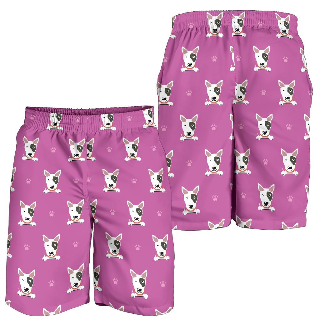 Bull Terrier Happy Print Pattern Mens Shorts-JTAMIGO.COM