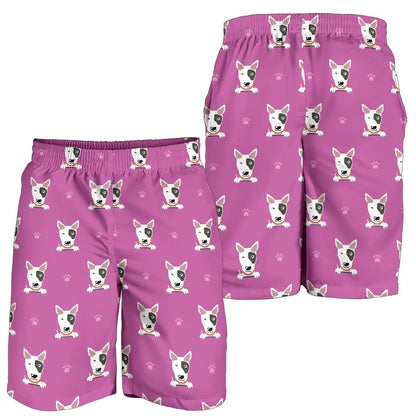 Bull Terrier Happy Print Pattern Mens Shorts-JTAMIGO.COM