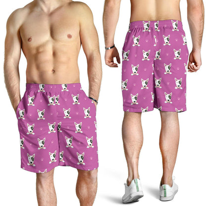 Bull Terrier Happy Print Pattern Mens Shorts-JTAMIGO.COM