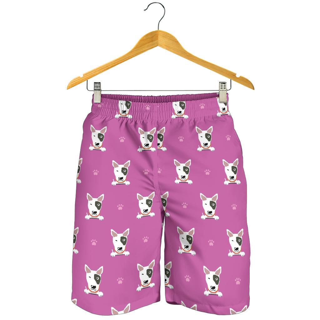 Bull Terrier Happy Print Pattern Mens Shorts-JTAMIGO.COM