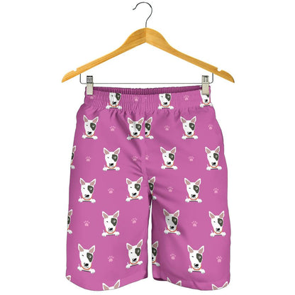 Bull Terrier Happy Print Pattern Mens Shorts-JTAMIGO.COM