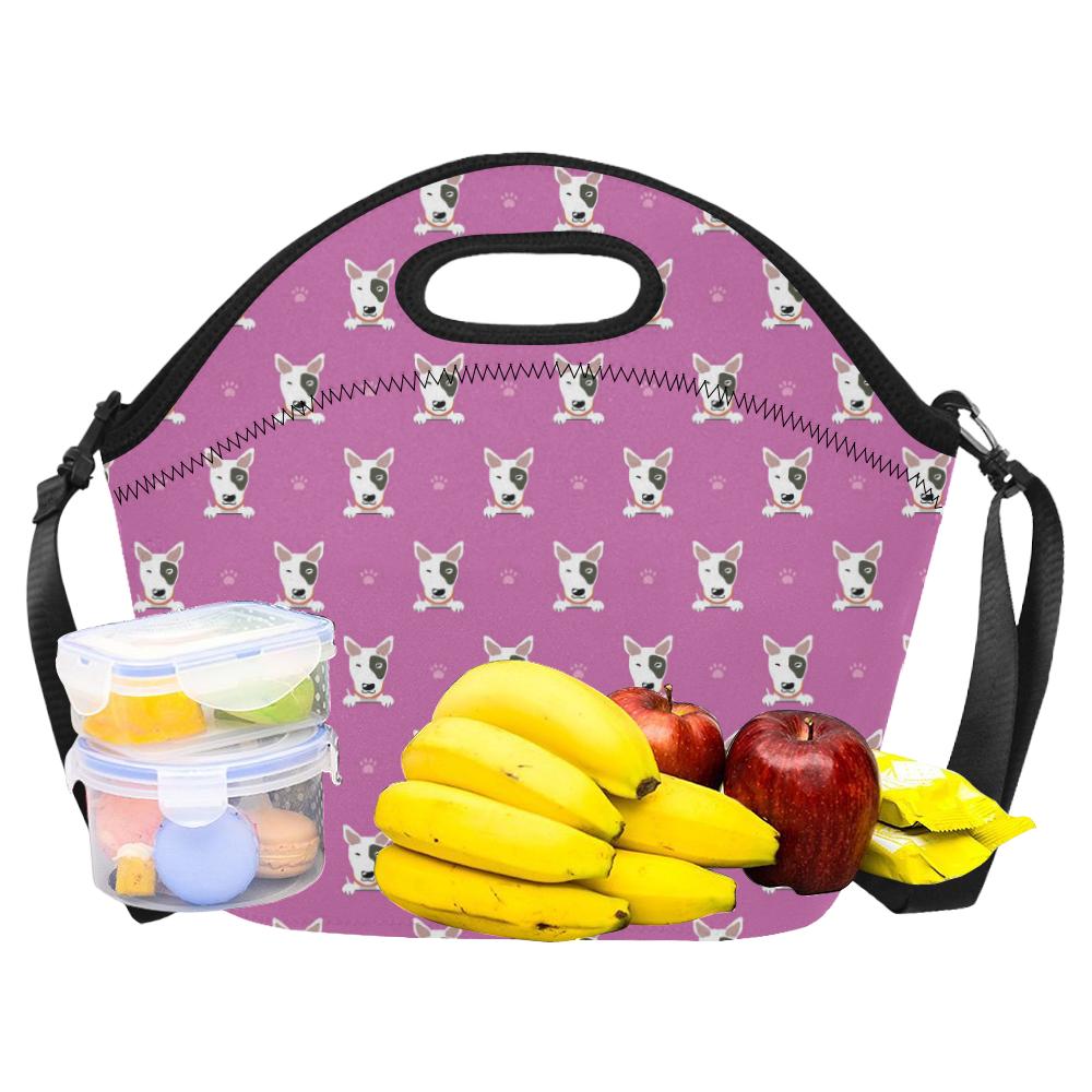 Bull Terrier Happy Print Pattern Neoprene Lunch Bag (Model 1669)(Large)-JTAMIGO.COM