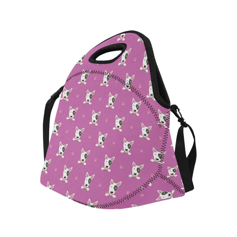 Bull Terrier Happy Print Pattern Neoprene Lunch Bag (Model 1669)(Large)-JTAMIGO.COM