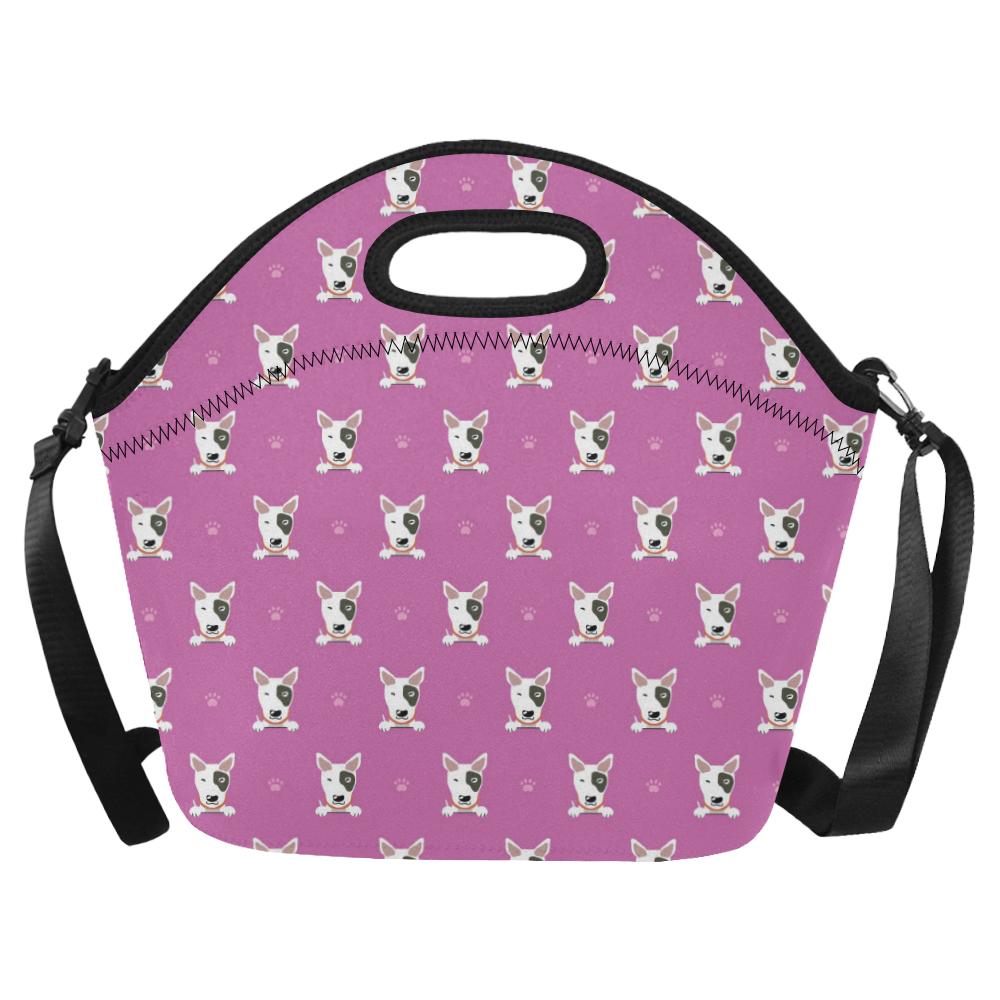 Bull Terrier Happy Print Pattern Neoprene Lunch Bag (Model 1669)(Large)-JTAMIGO.COM